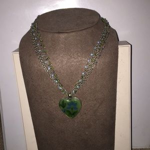 Beautiful Green💚 & Blue 💙Heart Necklace